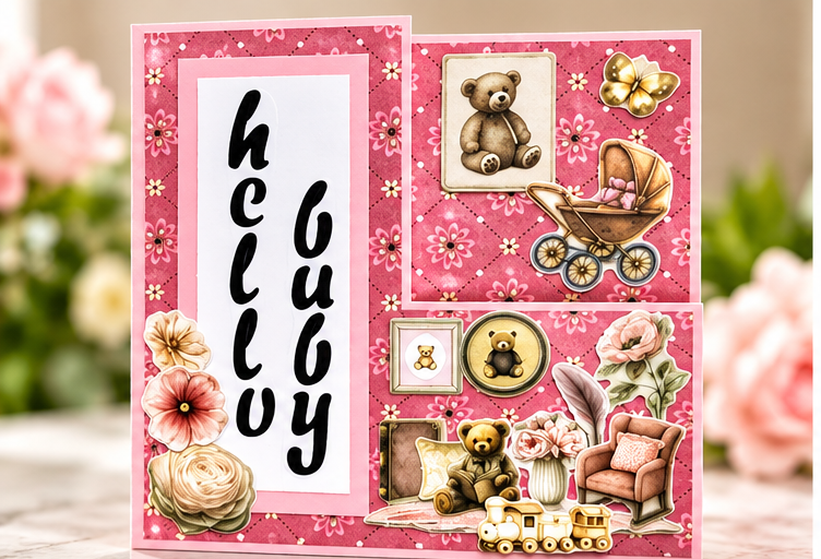 Handmade “Hello Baby” Fun Fold Card – Unique New Baby Keepsake Greeting Card Busy mama 4
