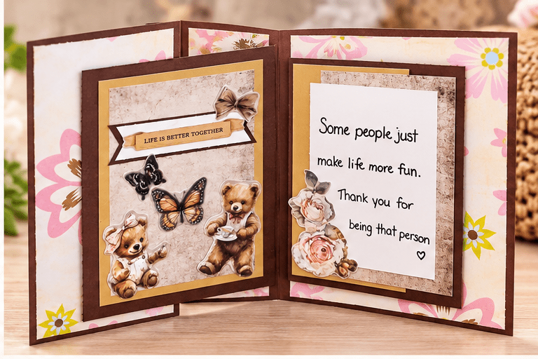 Handmade “Life Is Better Together” Card – Teddy Bear & Butterfly Friendship Keepsake Card Busy mama 4