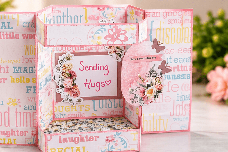 Handmade Open Bay Window “Have a Beautiful Day” Card – 3D Sending Hugs Greeting Card Busy mama 4