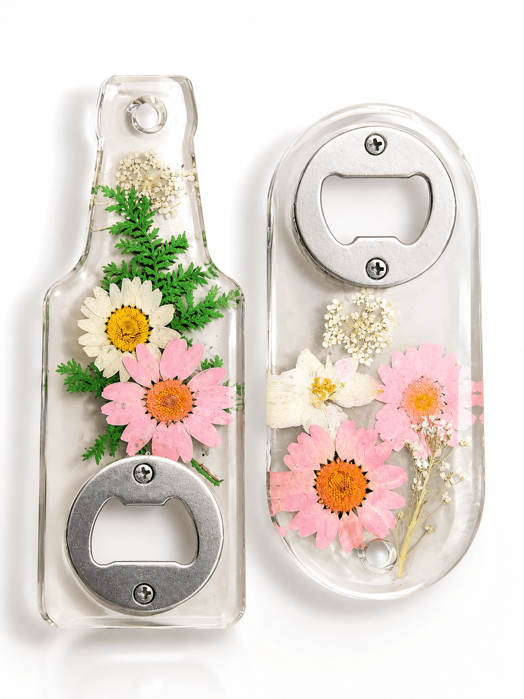 Handmade Pressed Flower Resin Bottle Opener – Unique Floral Bottle Opener Gift | Clear Epoxy Bar Accessory Nexora