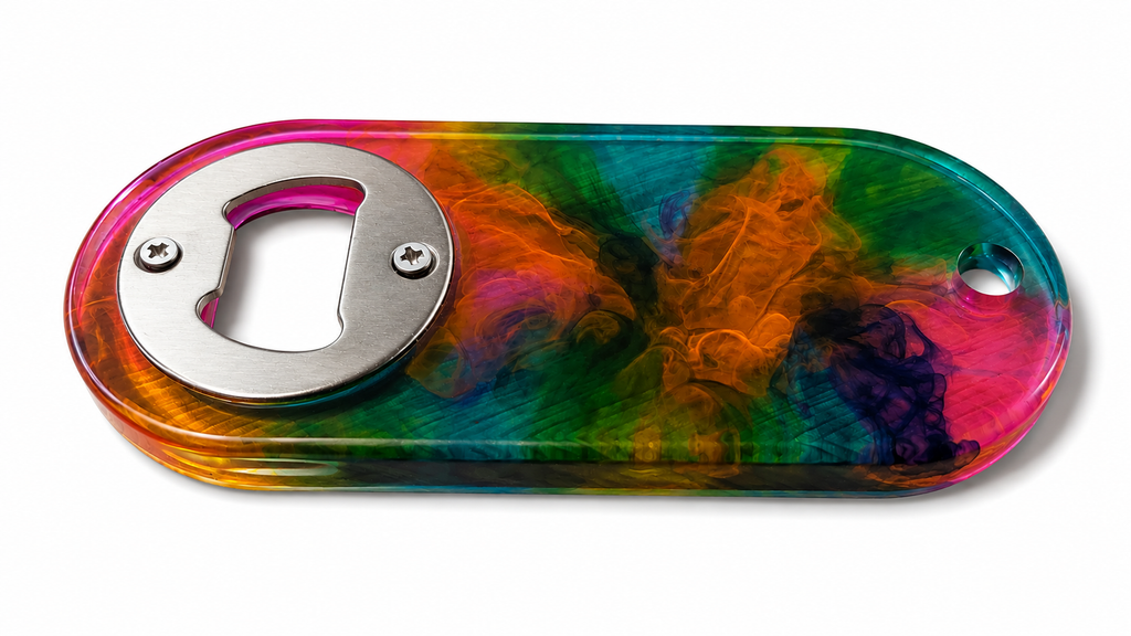 Handmade Rainbow Resin Bottle Opener – Unique Marbled Keychain Opener | Colorful Artisan Gift Nexora