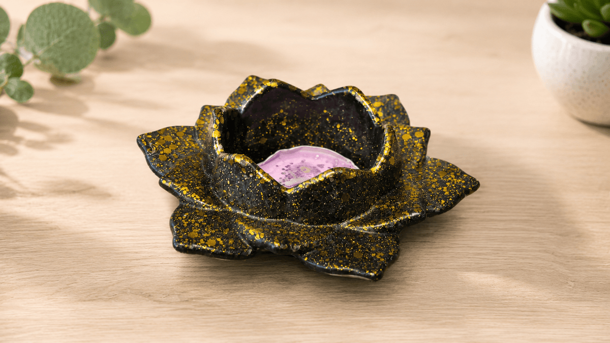 Lotus Candle Holder – Handmade Glitter Resin Tea Light Holder | Elegant Home Décor & Relaxation Accent Nexora